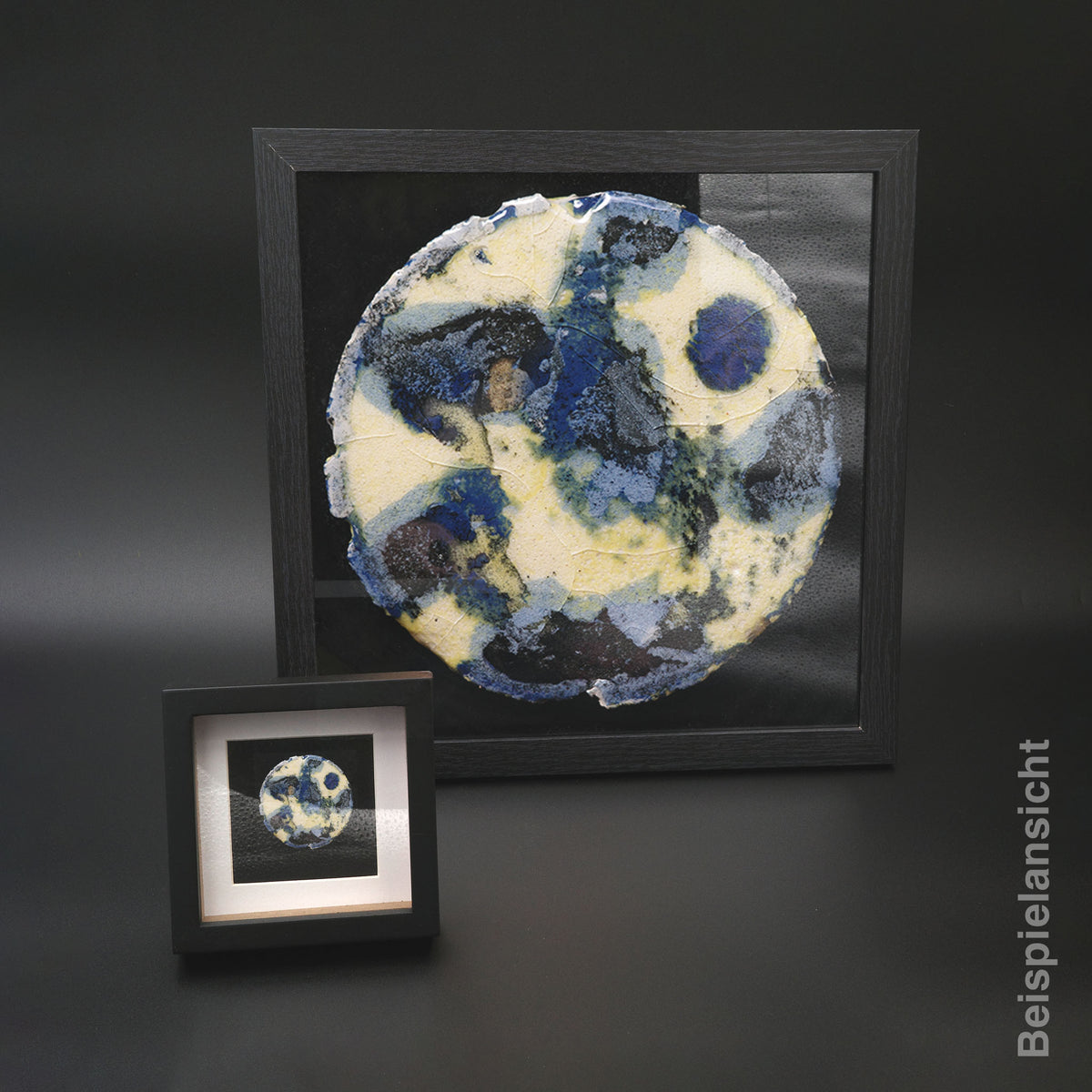 Rundbild im Set mit Druck Schwarz Blau Grau Beige